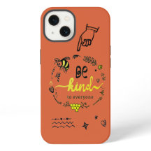 Cute Trendy Doodles Black Gold Bee Orange