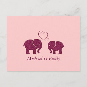 Cute trendy elephant in love personalized postcard