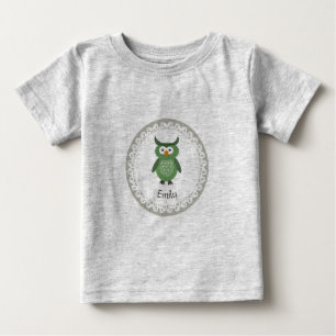 Cute Trendy fancy girly owl personalized Baby T-Shirt
