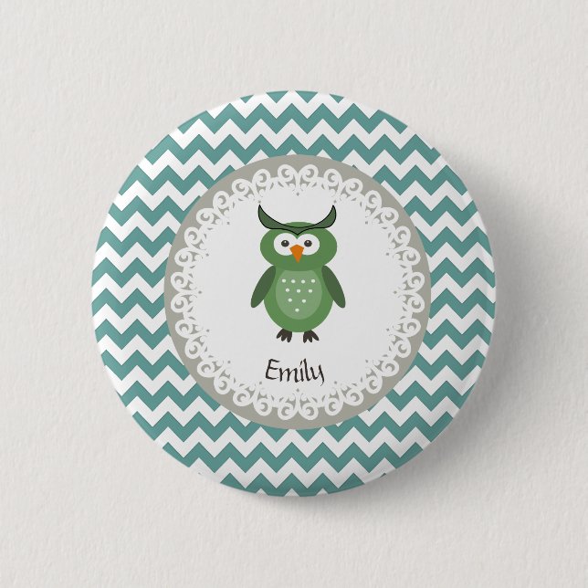 Cute Trendy fancy girly  owl personalized Button (Front)