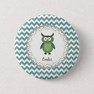 Cute Trendy fancy girly owl personalized Button