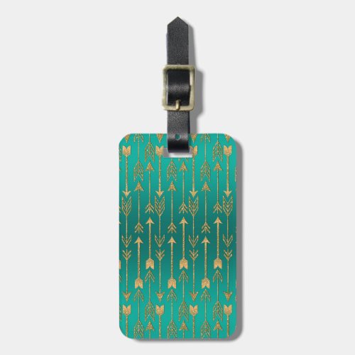 Cute trendy faux gold glitter tribal arrows luggage tag