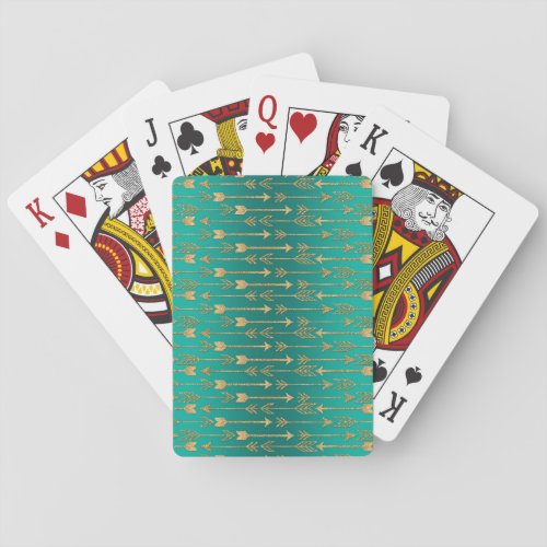 Cute trendy faux gold glitter tribal arrows poker cards