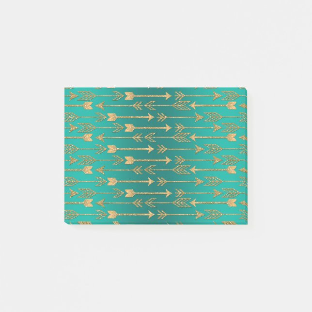 Cute trendy faux gold glitter tribal arrows post-it notes (Front)