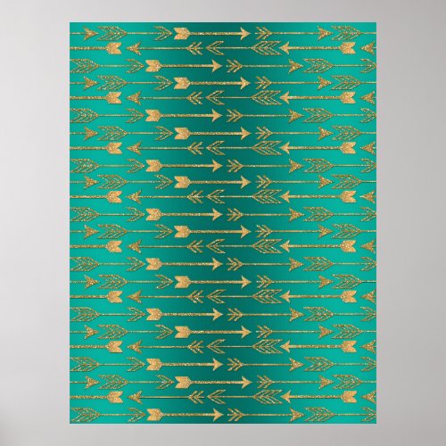 Cute trendy faux gold glitter tribal arrows poster