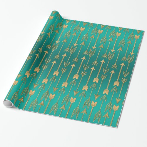 Cute trendy faux gold glitter tribal arrows wrapping paper