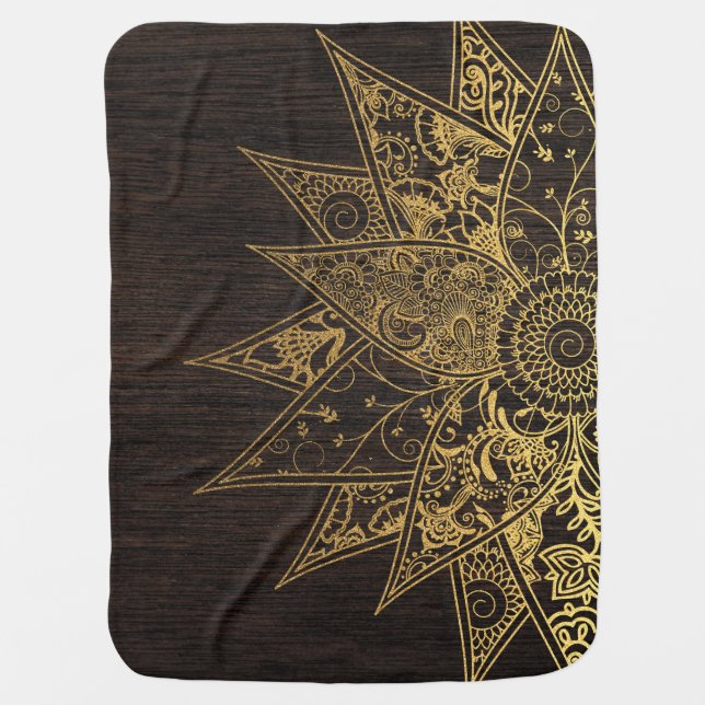 Cute trendy flower henna hand drawn design baby blanket (Front)