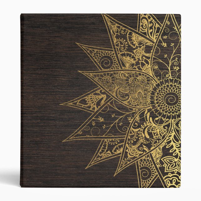 Cute trendy flower henna hand drawn design binder (Front)