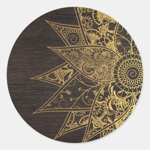 Cute trendy flower henna hand drawn design classic round sticker