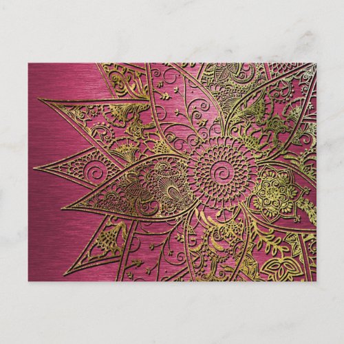 Cute trendy flower henna hand drawn design postcard