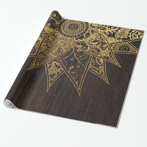 Cute trendy flower henna hand drawn design wrapping paper