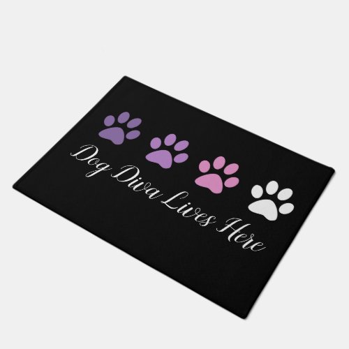 Cute Trendy Funny Dog Diva Welcome Mats