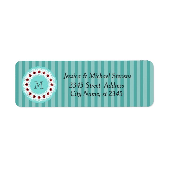 Cute trendy girly chic ladybugs monogram label (Front)