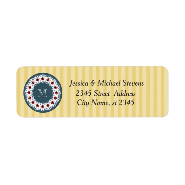 Cute trendy girly chic ladybugs monogram label (Front)