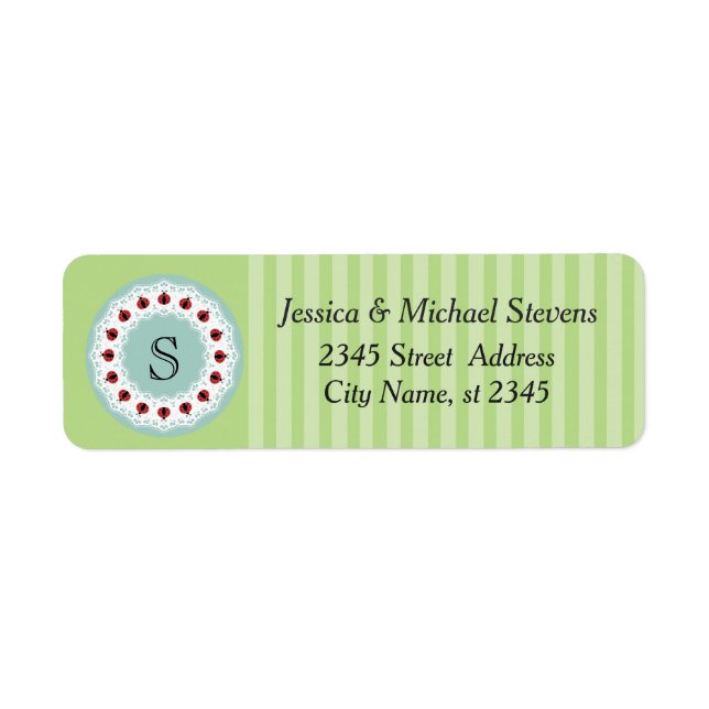 Cute trendy girly chic ladybugs monogram label (Front)
