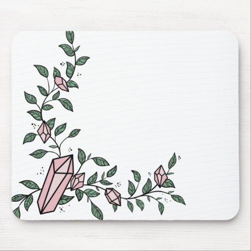 Cute Trendy Girly Flower Vine Pink Gem Crystal Mouse Pad
