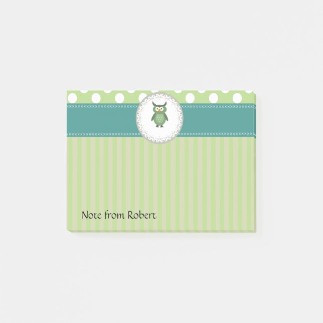 Cute Trendy  girly  fun cartoon owl personalized Post-it Notes (Front)
