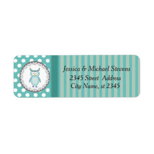 Cute Trendy girly funny cartoon owl polka dots Label
