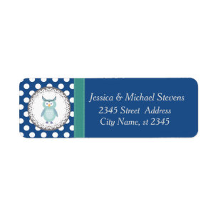 Cute Trendy  girly  funny cartoon owl polka dots Label