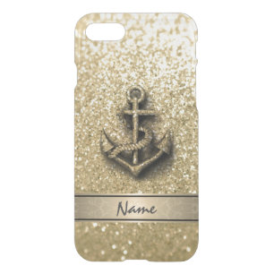 Cute trendy girly glittery anchor iPhone SE/8/7 case