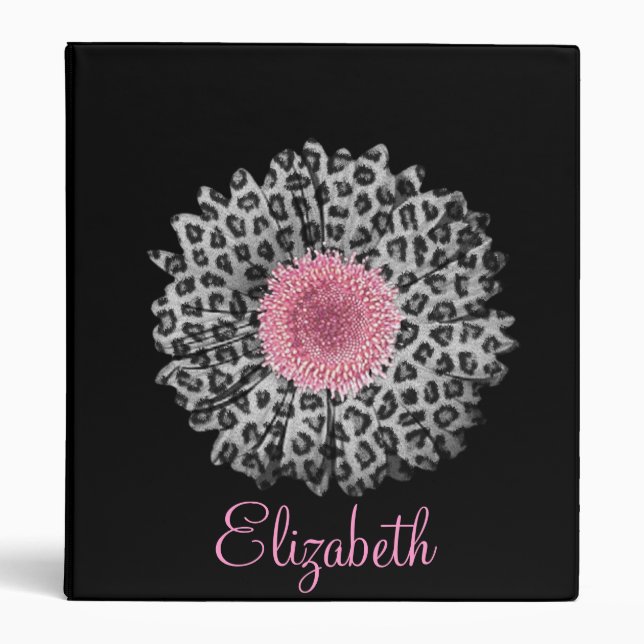 Cute trendy Girly leopard animal print Gerbera Binder (Front)