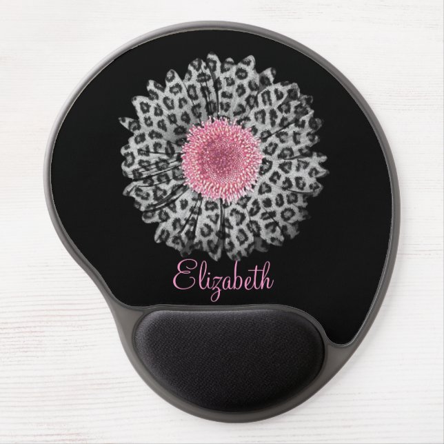 Cute trendy Girly leopard animal print gerbera Gel Mouse Pad (Front)
