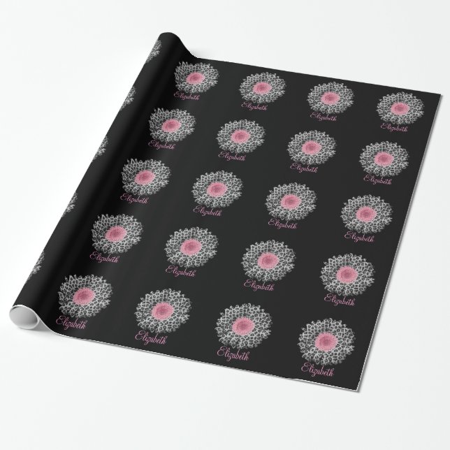 Cute trendy Girly leopard animal print gerbera Wrapping Paper (Unrolled)