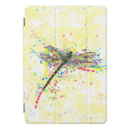 Cute trendy girly watercolor splatters dragonfly iPad pro cover
