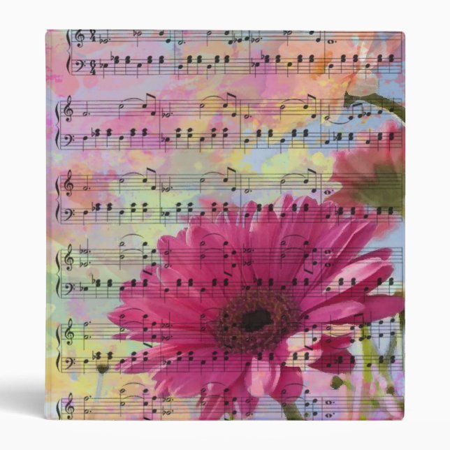 Cute trendy girly watercolours Gerbera flowers Binder (Front)
