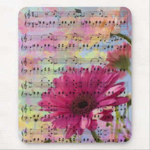 Cute trendy girly watercolours Gerbera flowers Mouse Pad