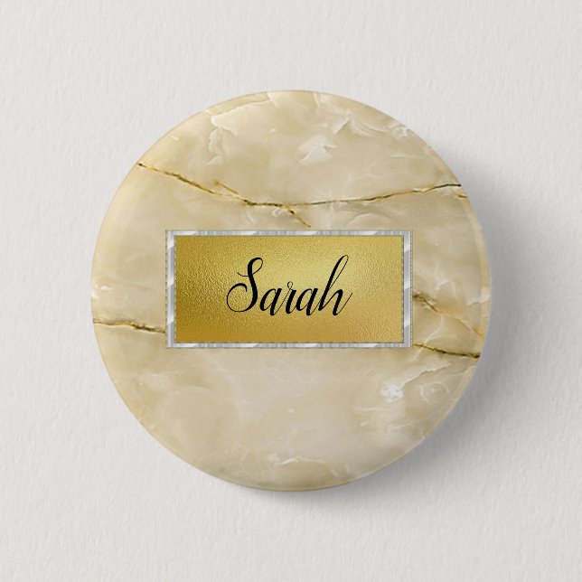 Cute Trendy Gold Marble  Button (Front)