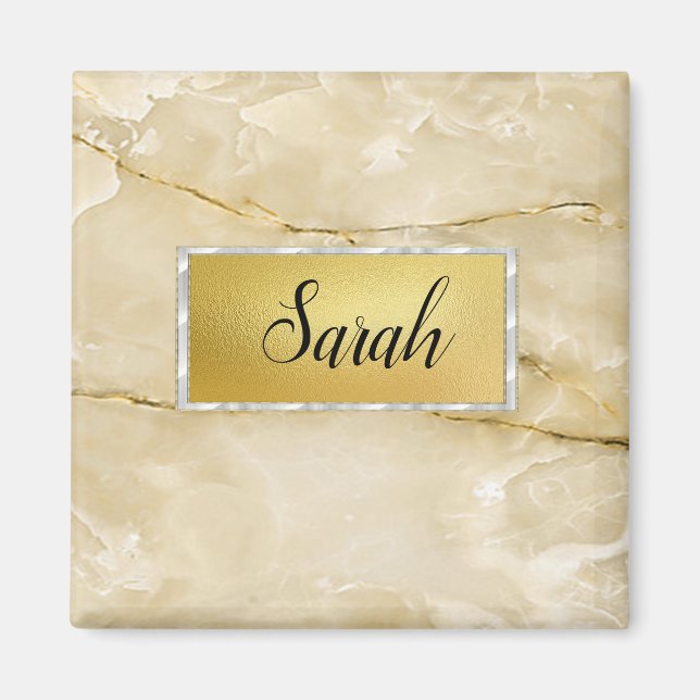 Cute Trendy Gold Marble Magnet (Front)