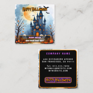 Cute Trendy Halloween Spooky Collection Square Business Card