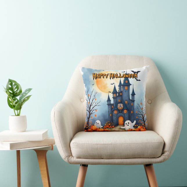 Cute Trendy Halloween Spooky Collection Throw Pillow (Chair)