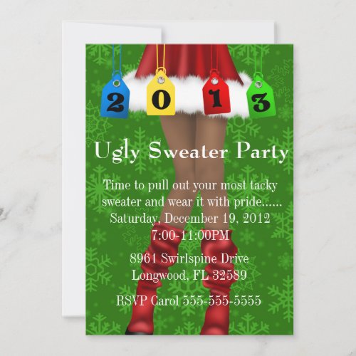 Cute Trendy HolidayChristmas Ugly Sweater Party Invitation