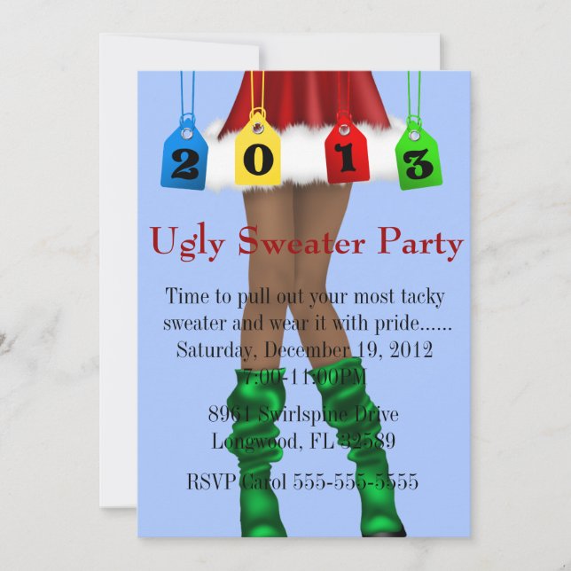 Cute Trendy Holiday/Christmas Ugly Sweater Party Invitation (Front)
