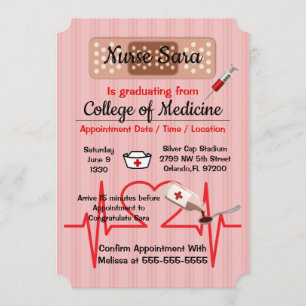 Cute Trendy Medical Nursing School Graduate Invitation