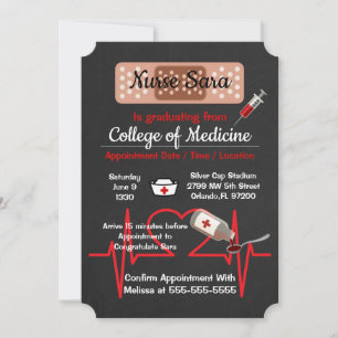 Cute Trendy Medical Nursing School Graduate Invitation