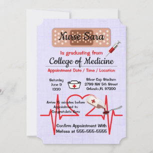 Cute Trendy Medical Nursing School Graduate Invitation