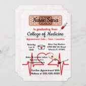 Cute Trendy Medical Nursing School Graduate Invitation (Front/Back)