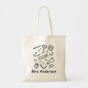 Cute Trendy Minimal Personalized Teacher Tote Bag