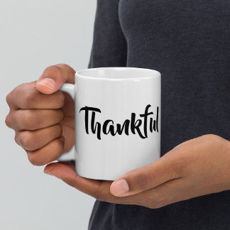 Cute Trendy Minimalist Thankful Thanksgiving Gifts Giant Coffee Mug