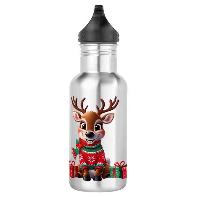 Cute Trendy Modern Funny Christmas Stainless Steel Water Bottle (Right)