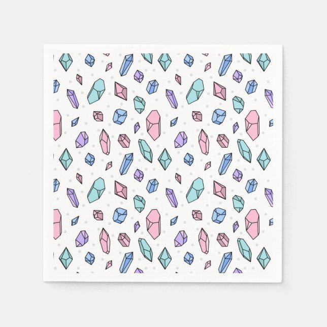 Cute Trendy Pastel Gemstones Gems Crystal Pattern Napkins (Front)