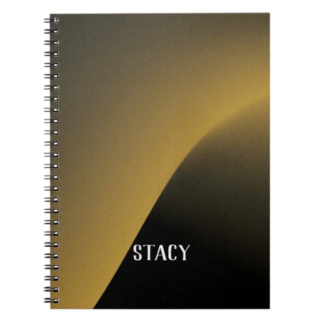 Cute Trendy Personalized Black and Gold Pattern  N Notebook (Front)