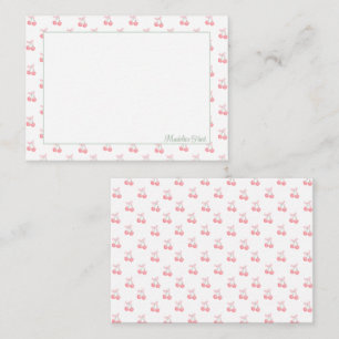Cute Trendy Personalized Cherries Note Card