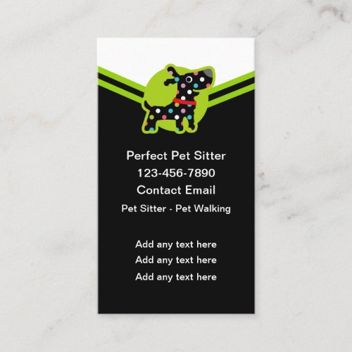 Cute Trendy Pet Sitter Business Cards Vertical