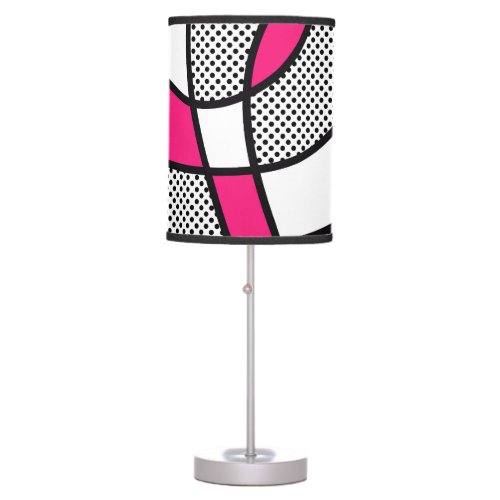 Cute Trendy Pink and Black  White Polka Dot Table Lamp