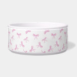 Cute trendy Pink bow Frilly Coquette Pet Bowl<br><div class="desc">Pet bowl decorated with a handpainted watercolor pink bow pattern, perfect for a frilly coquette outfit matching yours!</div>