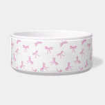 Cute trendy Pink bow Frilly Coquette Pet Bowl<br><div class="desc">Pet bowl decorated with a handpainted watercolor pink bow pattern, perfect for a frilly coquette outfit matching yours!</div>